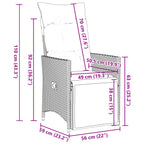 9-tlg. Garten-Essgruppe mit Kissen Grau Poly Rattan