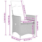 9-tlg. Garten-Essgruppe mit Kissen Braun Poly Rattan