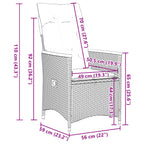 5-tlg. Garten-Essgruppe mit Kissen Schwarz Poly Rattan