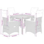 5-tlg. Garten-Essgruppe mit Kissen Grau Poly Rattan