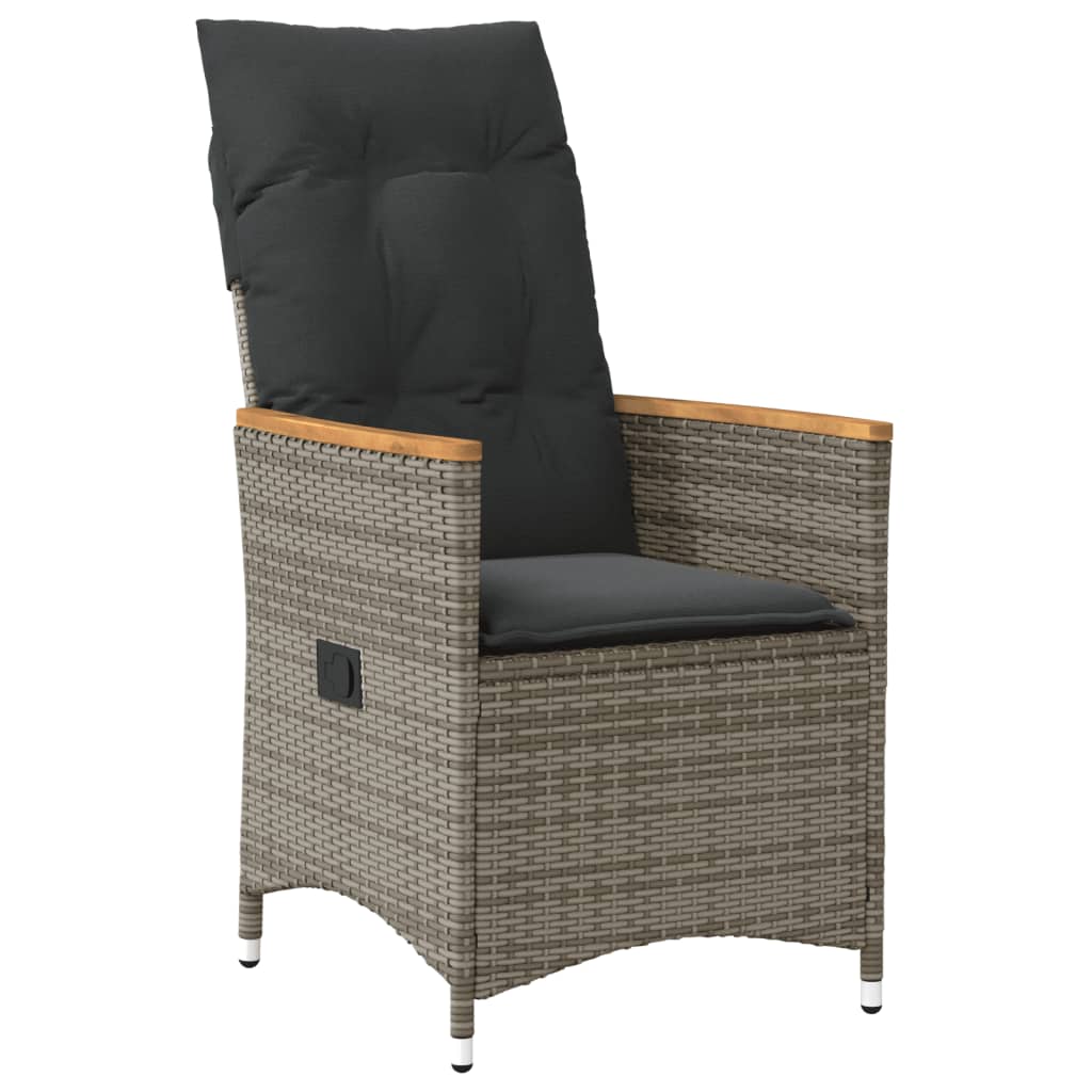 7-tlg. Garten-Essgruppe mit Kissen Grau Poly Rattan
