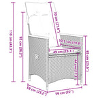 7-tlg. Garten-Essgruppe mit Kissen Grau Poly Rattan