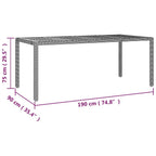 7-tlg. Garten-Essgruppe mit Kissen Grau Poly Rattan