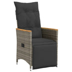 9-tlg. Garten-Essgruppe mit Kissen Grau Poly Rattan