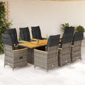 9-tlg. Garten-Essgruppe mit Kissen Grau Poly Rattan