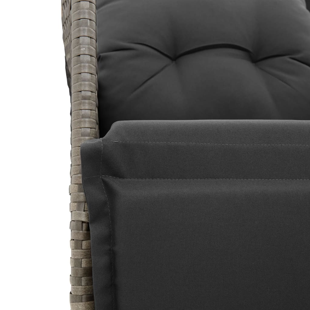9-tlg. Garten-Essgruppe mit Kissen Grau Poly Rattan