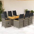 9-tlg. Garten-Essgruppe mit Kissen Grau Poly Rattan