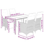 5-tlg. Garten-Bistro-Set mit Kissen Schwarz Poly Rattan