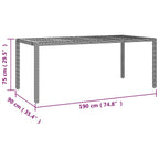 7-tlg. Garten-Bistro-Set mit Kissen Grau Poly Rattan