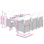 7-tlg. Garten-Bistro-Set mit Kissen Schwarz Poly Rattan
