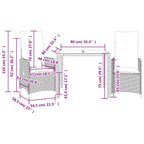 3-tlg. Garten-Bistro-Set mit Kissen Grau Poly Rattan