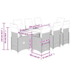 9-tlg. Garten-Bistro-Set mit Kissen Braun Poly Rattan