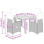 5-tlg. Garten-Bistro-Set mit Kissen Beige Poly Rattan