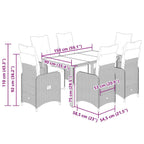 7-tlg. Garten-Bistro-Set mit Kissen Schwarz Poly Rattan