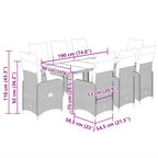9-tlg. Garten-Bistro-Set mit Kissen Schwarz Poly Rattan