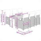 7-tlg. Garten-Bistro-Set mit Kissen Grau Poly Rattan