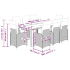 9-tlg. Garten-Bistro-Set mit Kissen Braun Poly Rattan