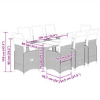 9-tlg. Garten-Bistro-Set mit Kissen Braun Poly Rattan
