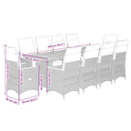 11-tlg. Garten-Bistro-Set mit Kissen Schwarz Poly Rattan
