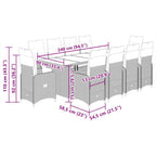 11-tlg. Garten-Bistro-Set mit Kissen Schwarz Poly Rattan