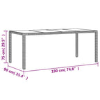 7-tlg. Garten-Essgruppe mit Kissen Schwarz Poly Rattan Glas