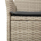7-tlg. Garten-Essgruppe mit Kissen Hellgrau Poly Rattan & Glas
