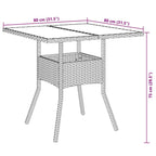 3-tlg. Garten-Essgruppe mit Kissen Schwarz Poly Rattan Glas