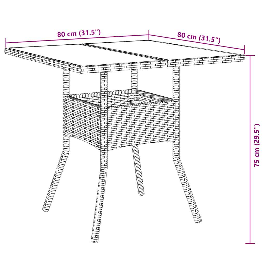 5-tlg. Garten-Essgruppe mit Kissen Schwarz Poly Rattan und Glas