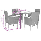 5-tlg. Garten-Essgruppe mit Kissen Beige Poly Rattan Akazie