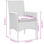 5-tlg. Garten-Essgruppe mit Kissen Beige Poly Rattan und Glas