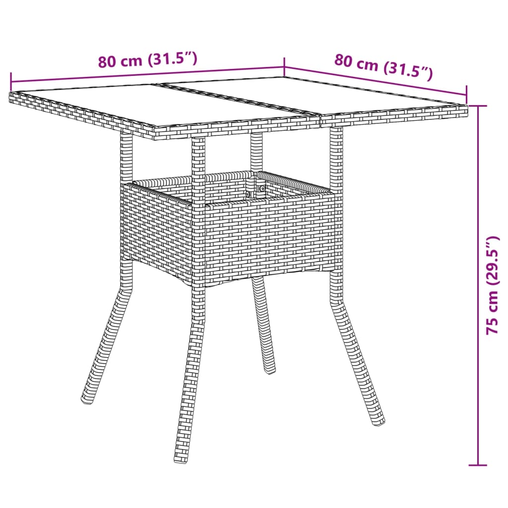 5-tlg. Garten-Essgruppe mit Kissen Schwarz Poly Rattan Akazie