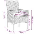 3-tlg. Bistro-Set mit Kissen Braun Poly Rattan und Glas