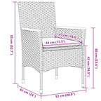 3-tlg. Bistro-Set mit Kissen Grau Poly Rattan & Akazienholz