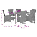 7-tlg. Garten-Essgruppe mit Kissen Schwarz Poly Rattan
