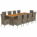 11-tlg. Garten-Essgruppe mit Kissen Grau Poly Rattan