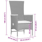 9-tlg. Garten-Essgruppe mit Kissen Grau Poly Rattan