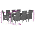 9-tlg. Garten-Essgruppe mit Kissen Beige Poly Rattan
