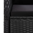 7-tlg. Garten-Essgruppe mit Kissen Schwarz Poly Rattan