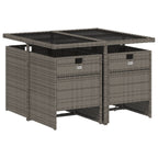 5-teiliges Garten-Ess-Set mit Kissen, grau, Polyrattan