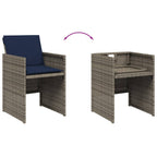 5-teiliges Garten-Ess-Set mit Kissen, grau, Polyrattan