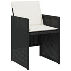 7-tlg. Garten-Essgruppe mit Kissen Schwarz Poly Rattan