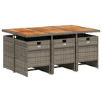 7-teiliges Garten-Ess-Set mit Kissen, grau, Polyrattan
