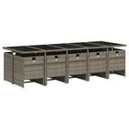 11-teiliges Garten-Ess-Set mit Kissen, grau, Polyrattan