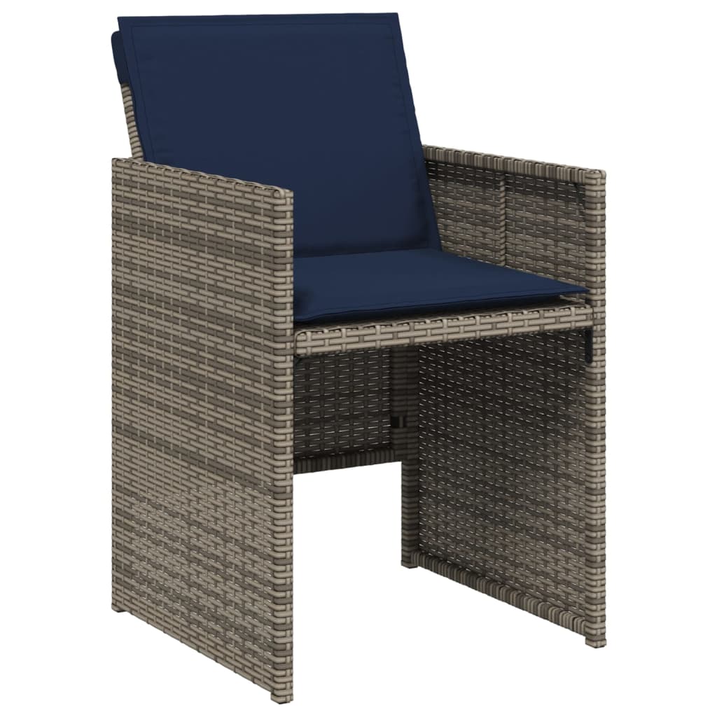 11-teiliges Garten-Ess-Set mit Kissen, grau, Polyrattan