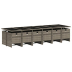13-teiliges Garten-Ess-Set mit Kissen, grau, Polyrattan