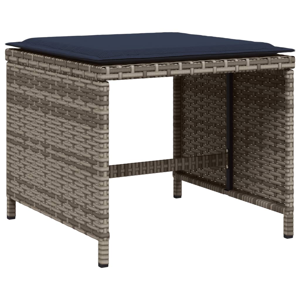 11-teiliges Garten-Ess-Set mit Kissen, grau, Polyrattan