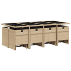 13-tlg. Garten-Essgruppe mit Kissen Beigemischung Poly Rattan