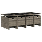 13-teiliges Garten-Ess-Set mit Kissen, grau, Polyrattan