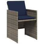 13-teiliges Garten-Ess-Set mit Kissen, grau, Polyrattan