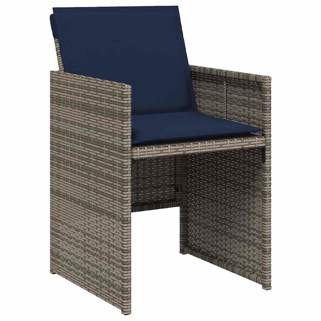 15-teiliges Garten-Ess-Set mit Kissen, grau, Polyrattan